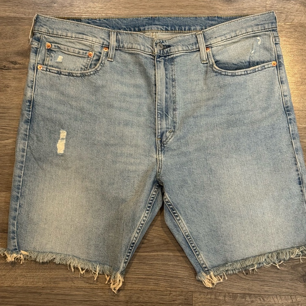 Levi's Light Blue Distressed Denim Cutoff Shorts